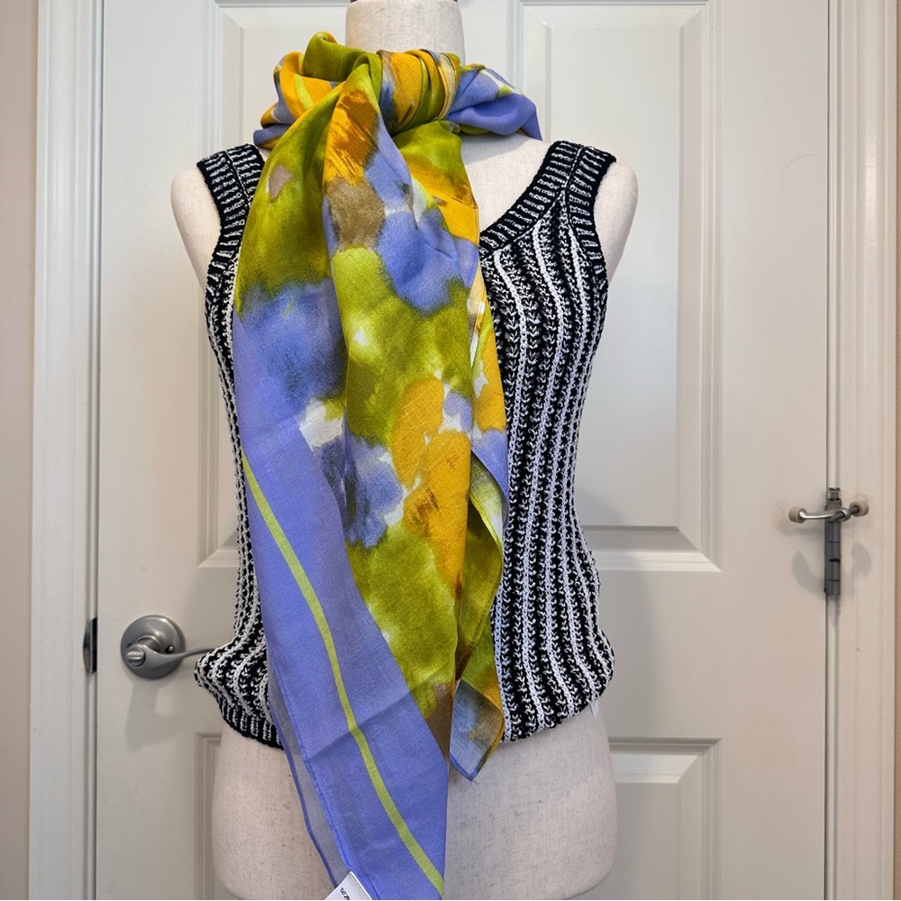 NWOT Marella by Max Mara Cotton Blend Shawl Scarf Size: 120cm* 120cm Spring - Picture 13 of 15